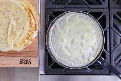 Crepe in a frying pan