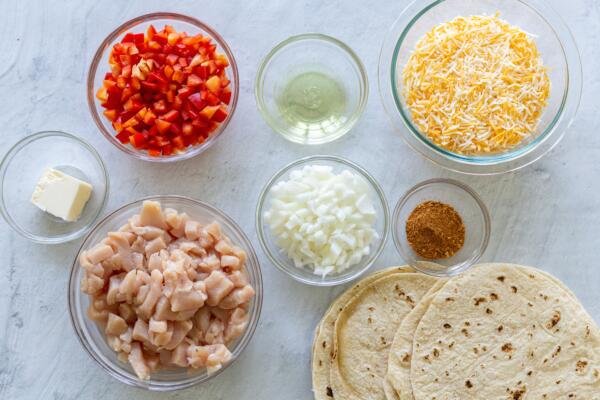 Ingrédients pour les quesadillas