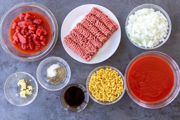 Ingrédients pour la recette de goulash