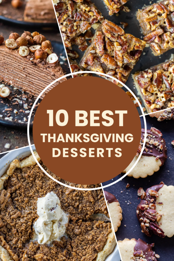 Images de desserts avec des indications à côté.